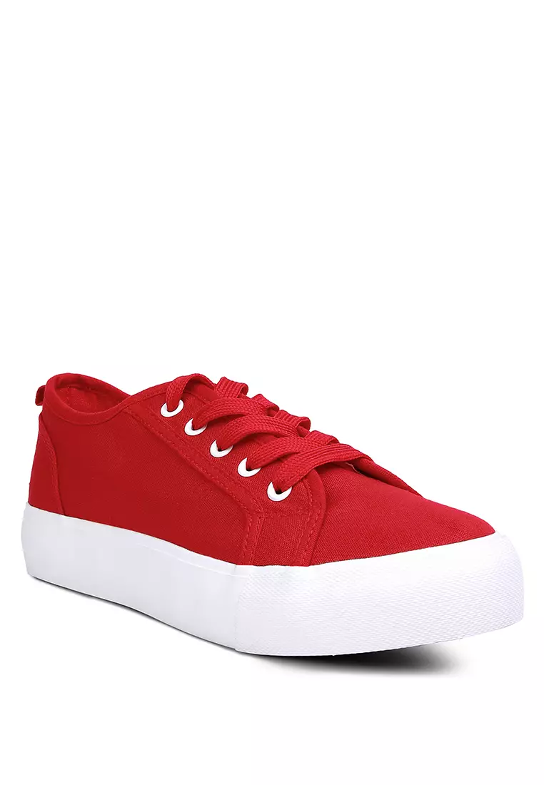Puma red platform sneakers store