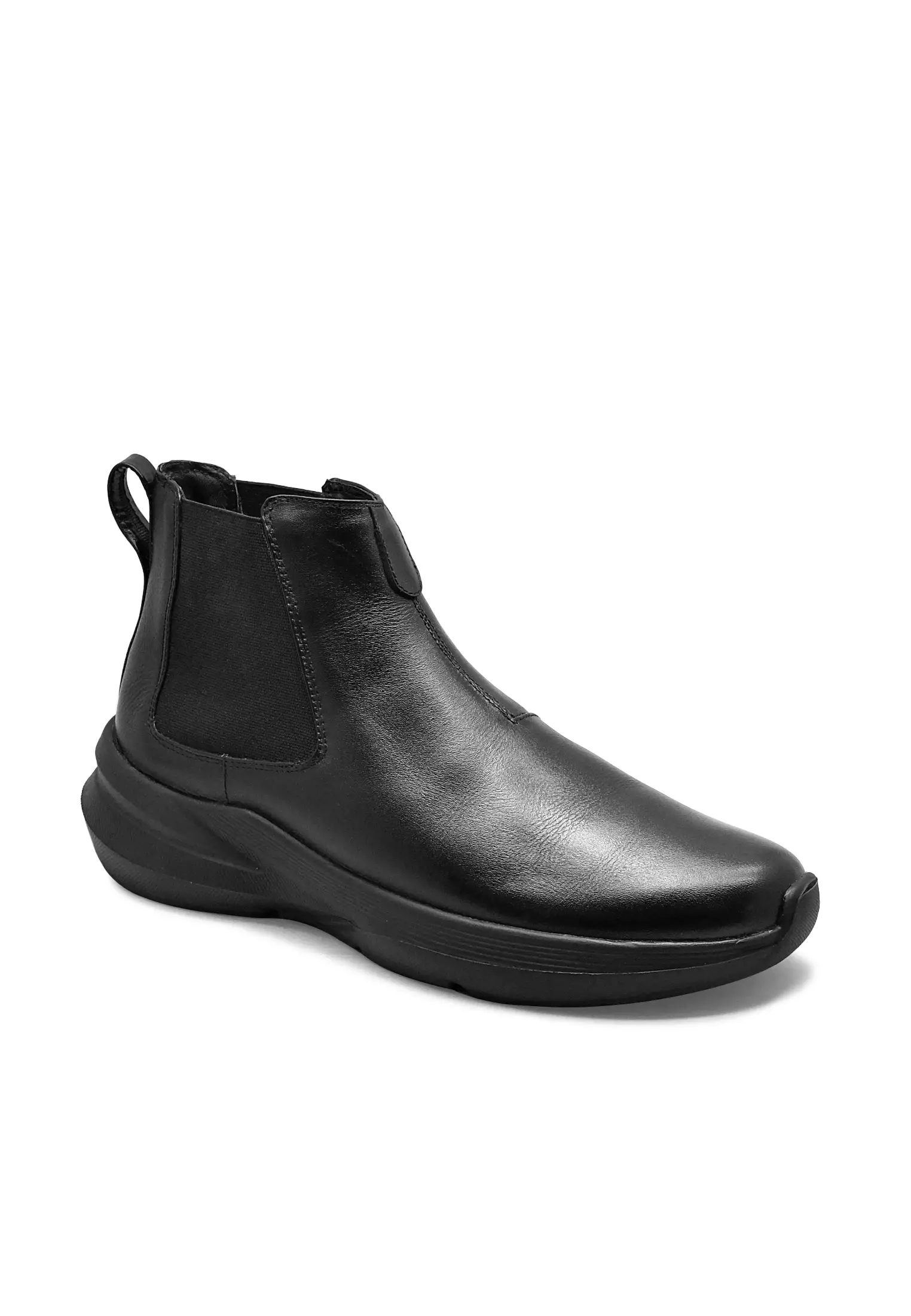Kent Sepatu Sneakers Ankle Boots  Pria Casual Kulit Asli  Pria Cow Leather Sol Ringan Empuk - Black