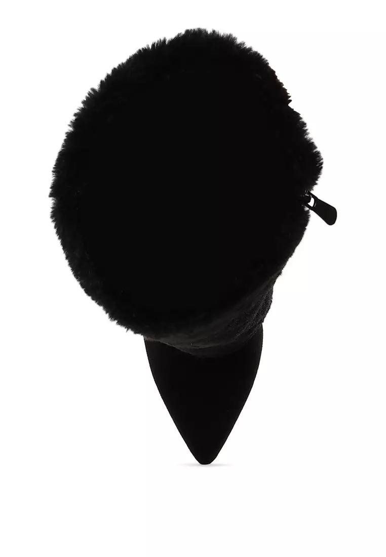 Fold-Over Calf-High Boots in Black