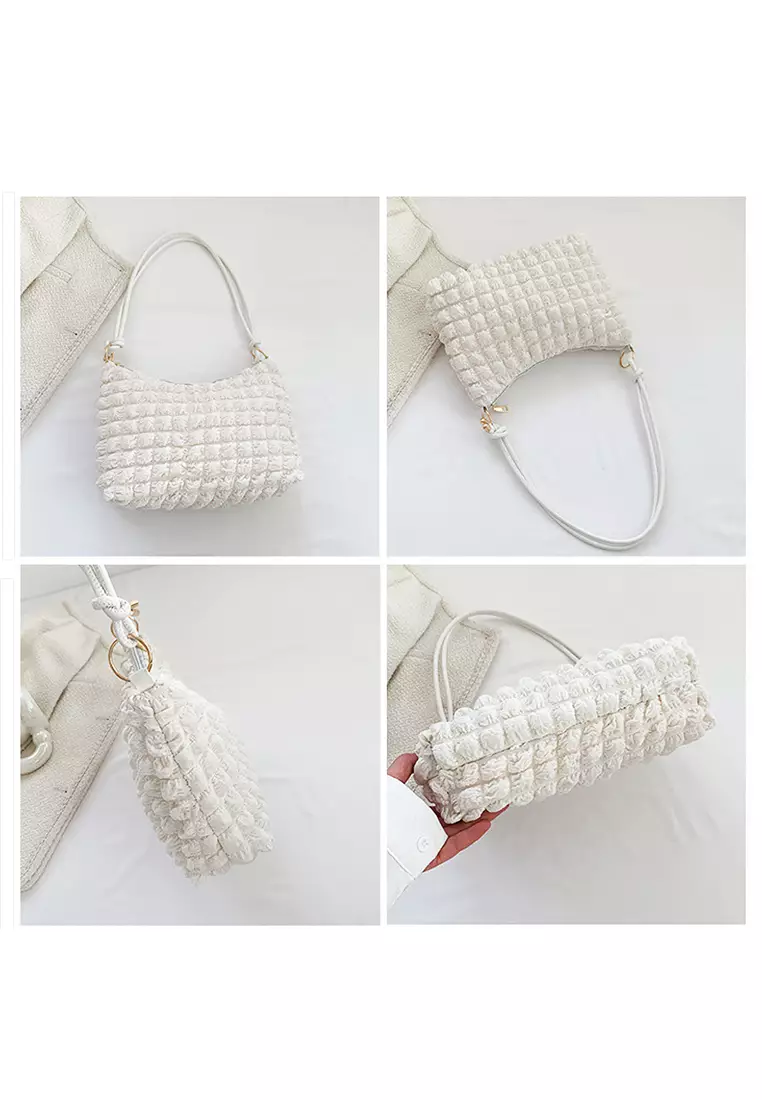 Tas Wanita Bahu Shoulder Bag Import Fashion Korea Tote Bag Minimalist Zipper Texture Baguette Bag Venrc Pink