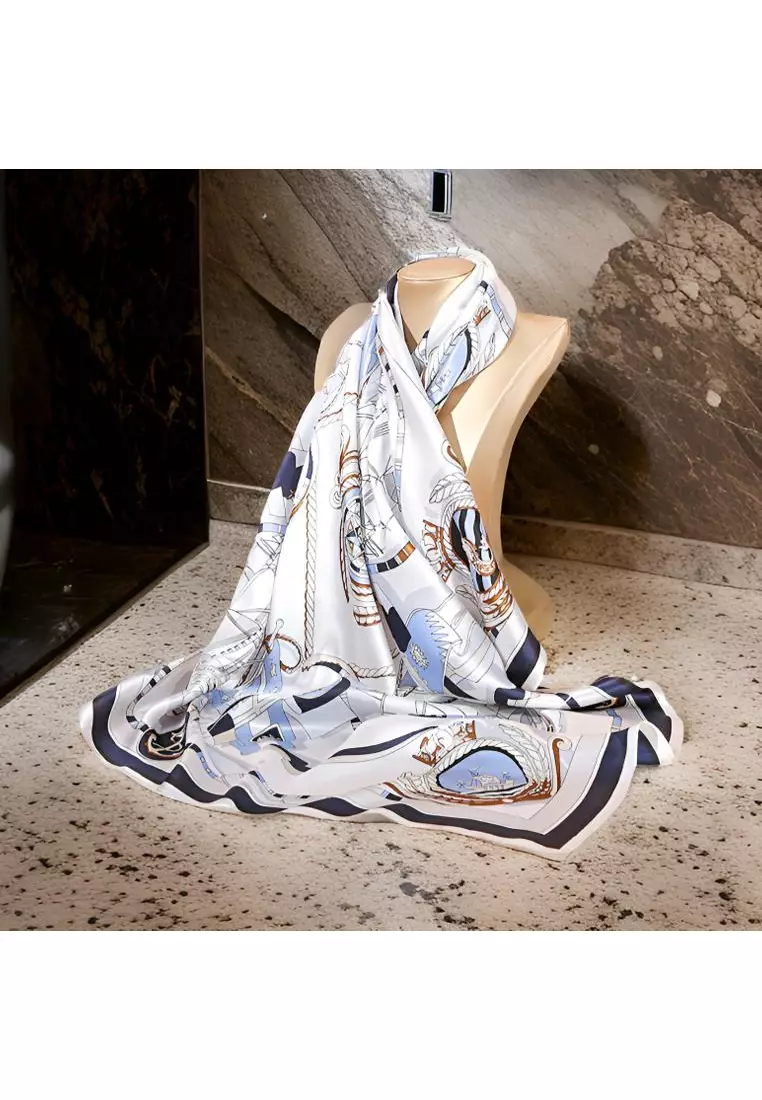 Luxury Silk Ladies' Large Scarf, Sun-Proof Crepe Satin, Premium Souvenir.