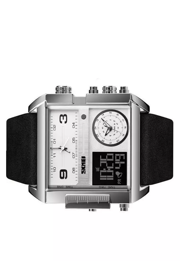 Vogue Jam Tangan Digital Analog Pria Waterproof Strap Tali Material PU Leather ZX34 ORIGINAL