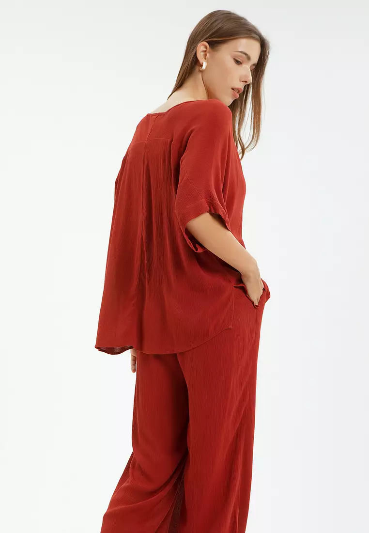 Minimal Claude Top Red Berry