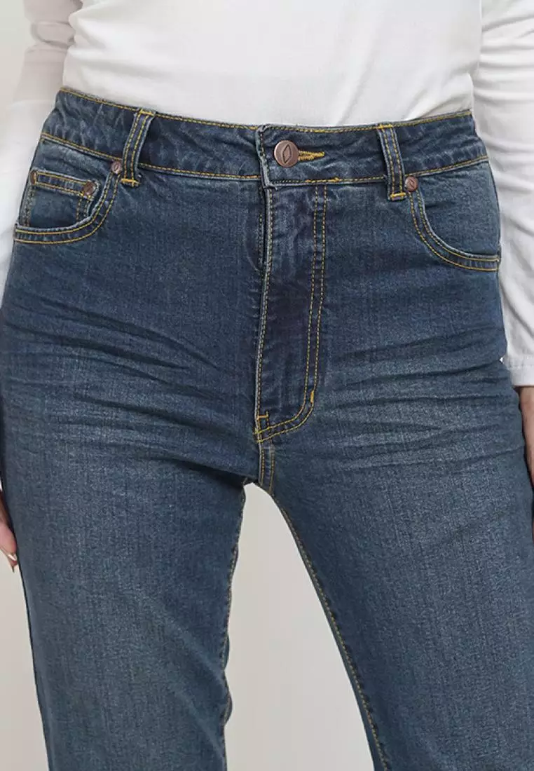 DUST Celana High Rise Bootcut Jeans Kirania Biru Comfease (D. 31303-BC)