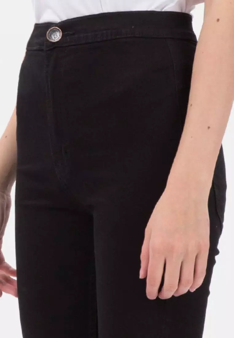 Highwaist Skinny Jeans No Pocket in Black