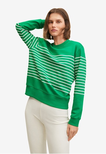 Mango green Striped Cotton-Blend Sweatshirt A5FE1AAC94ABDCGS_1