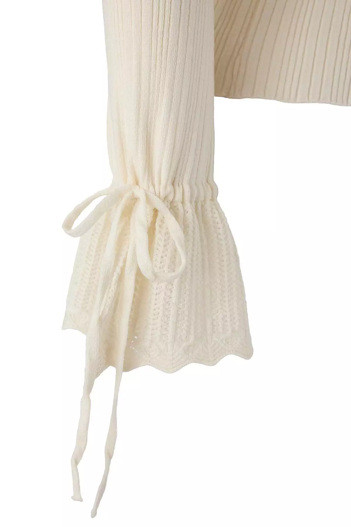 Ecru Mercerized Look Ribbed Polo Neck Knitwear Cardigan