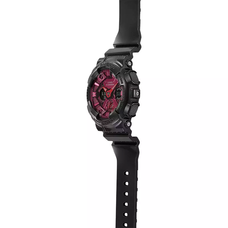 Jam Tangan Wanita Casio G-Shock GMA-S120RB-1ADR Red And Black Collection Magenta Digital Analog Dial Black Resin Band