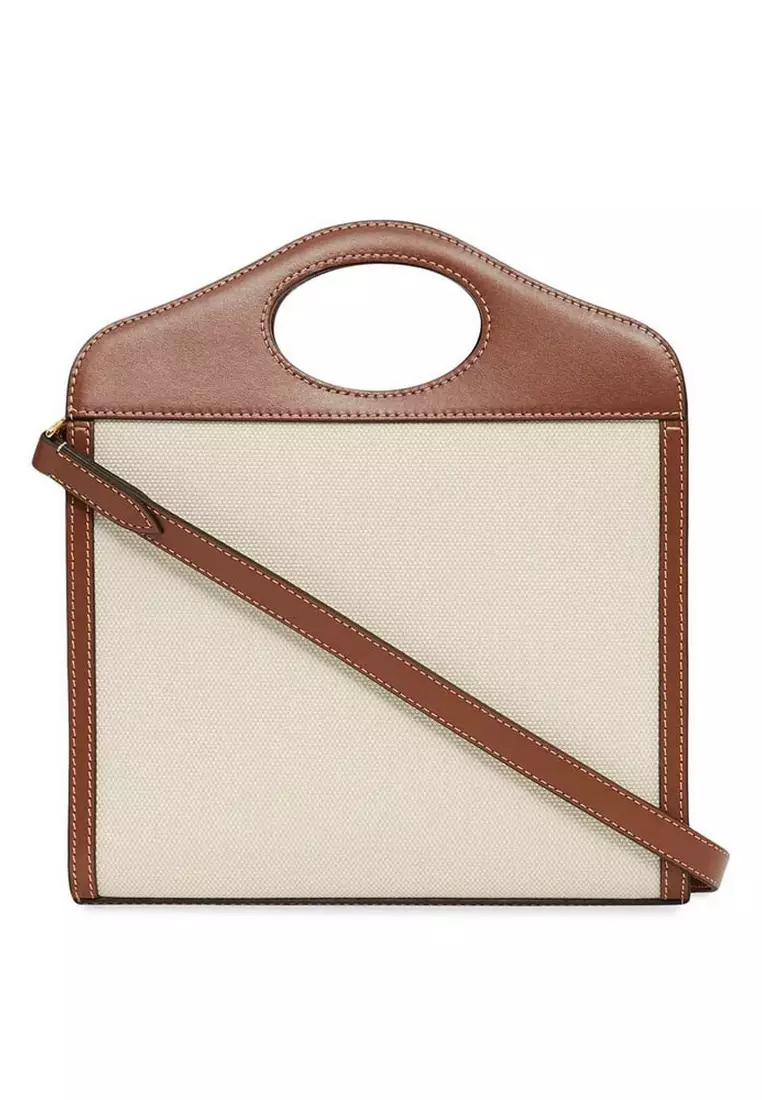 Mini Two-Tone Crossbody Bag in Natural/Malt Brown