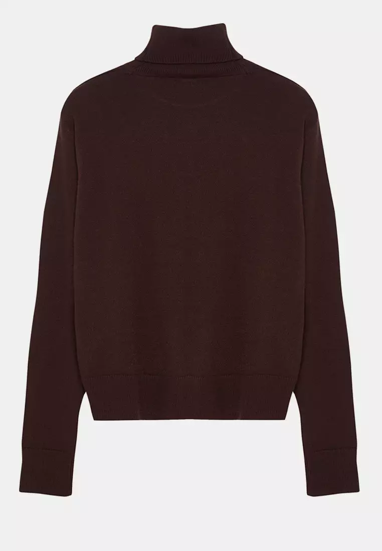 Dark Brown Wool Turtleneck Knitwear Sweater Twoaw25Kz00026