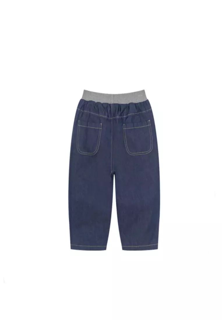 男小童牛仔长裤海报式印标宽松复古牛仔裤