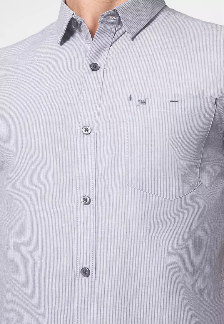 Johnwin - Kemeja Casual - Abu-Abu - Lengan Pendek - ASH.670.K880.829.C