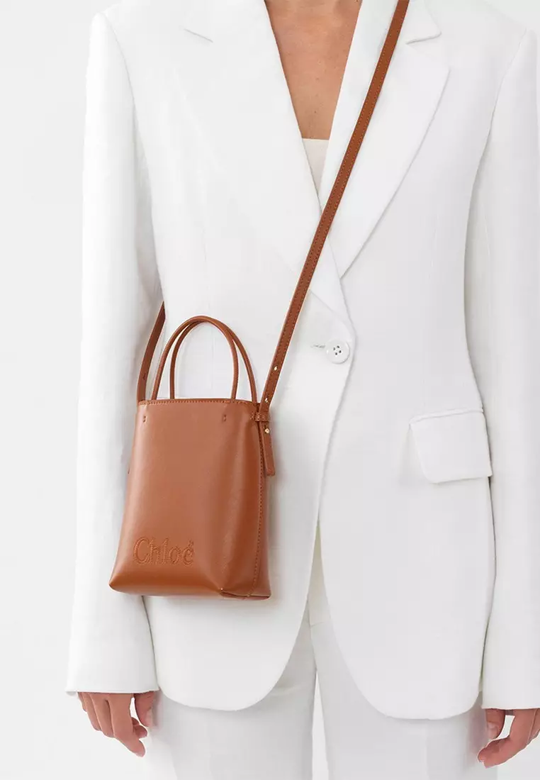 Buy Chloé Sense Micro Tote Bag in Caramel 2025 Online | ZALORA