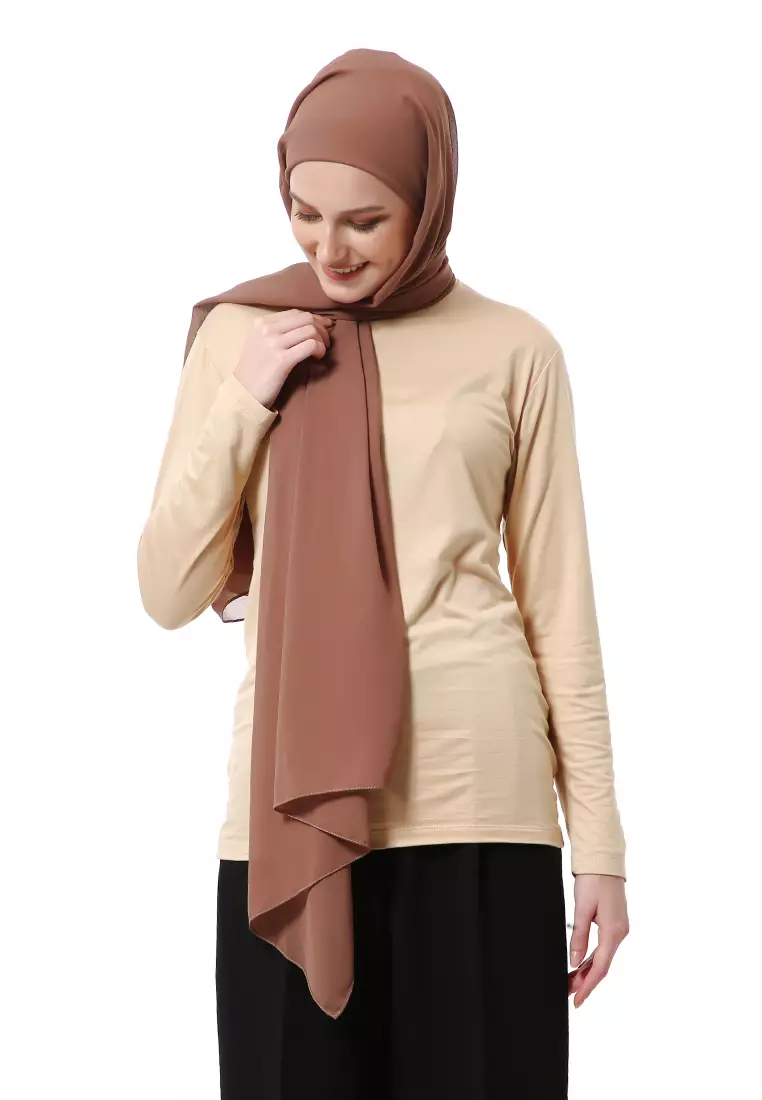 Zhalika Phasmina Motif Polos High Premium Quality - Dark Choco