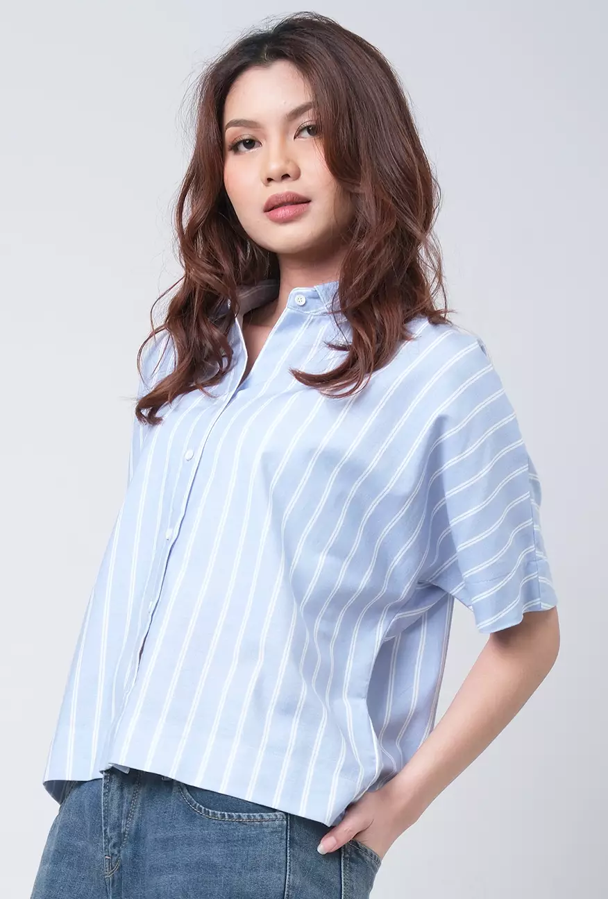 Kemeja Wanita Kyra Blue White
