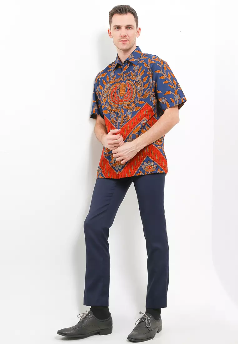 Kemeja Batik Printing Lengan Pendek Motif Lar Kencono