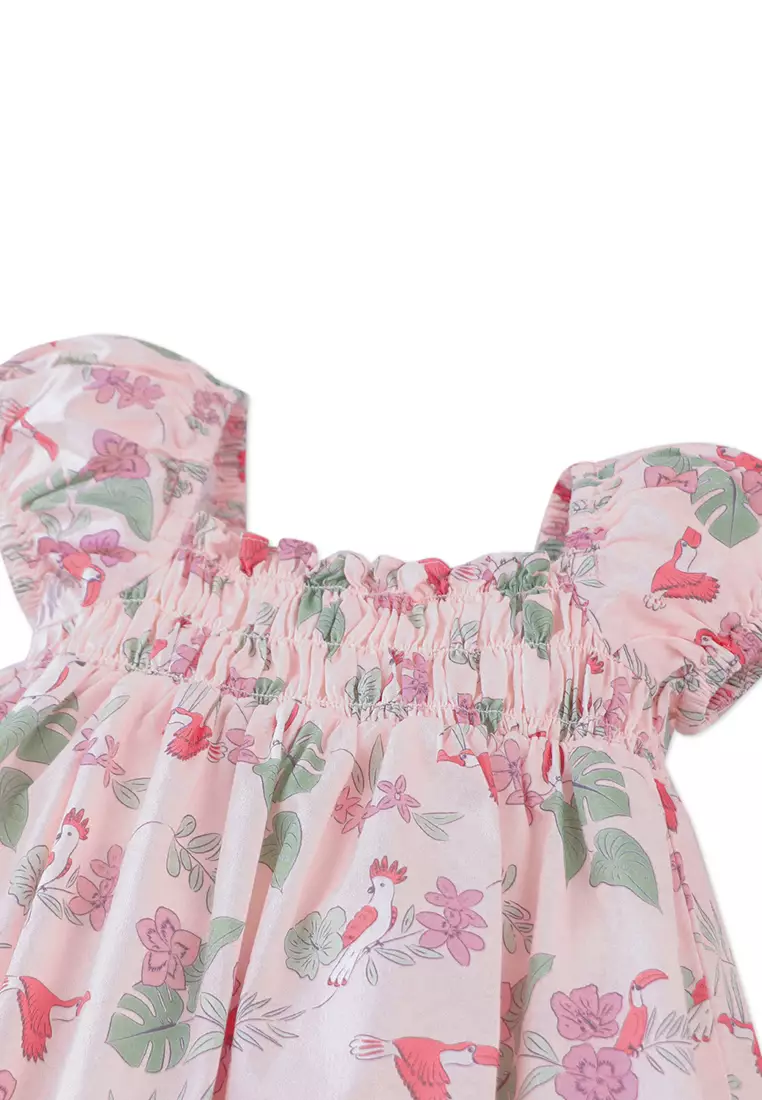 Renée All-Over Print Woven Dress With A Smocked Bodice And Puff Sleeves