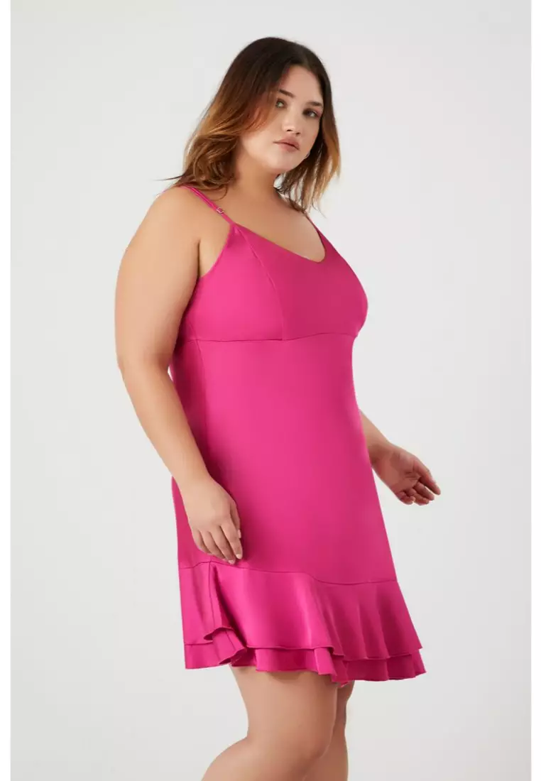 Buy FOREVER 21 Plus Size Asymmetrical Satin Mini Dress 2024 Online