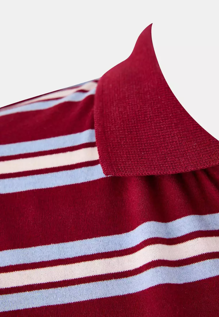 Burgundy Striped Oversized Large Size T-Shirt Tbbss26Bf00001