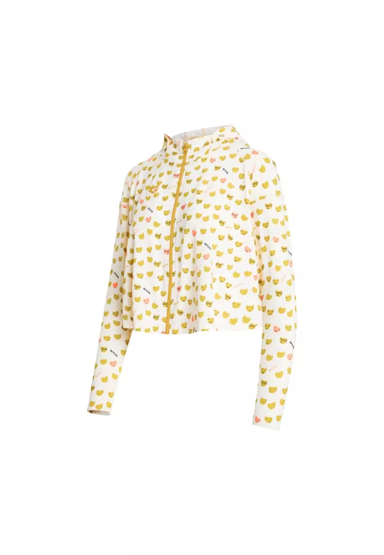 arena x Tsumori Chisato聯乘系列 女士貓臉圖案印花長袖拉鏈連帽防曬上衣