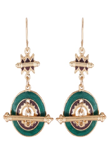 estele green Estele 24Kt Gold Plated hanging Circle Earrings in Green Colour for Women and Girls 4D366ACE03199BGS_1