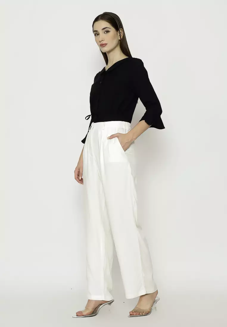 Urban Exchange Noya White Palazzo Pants - Celana Panjang Putih Broken White