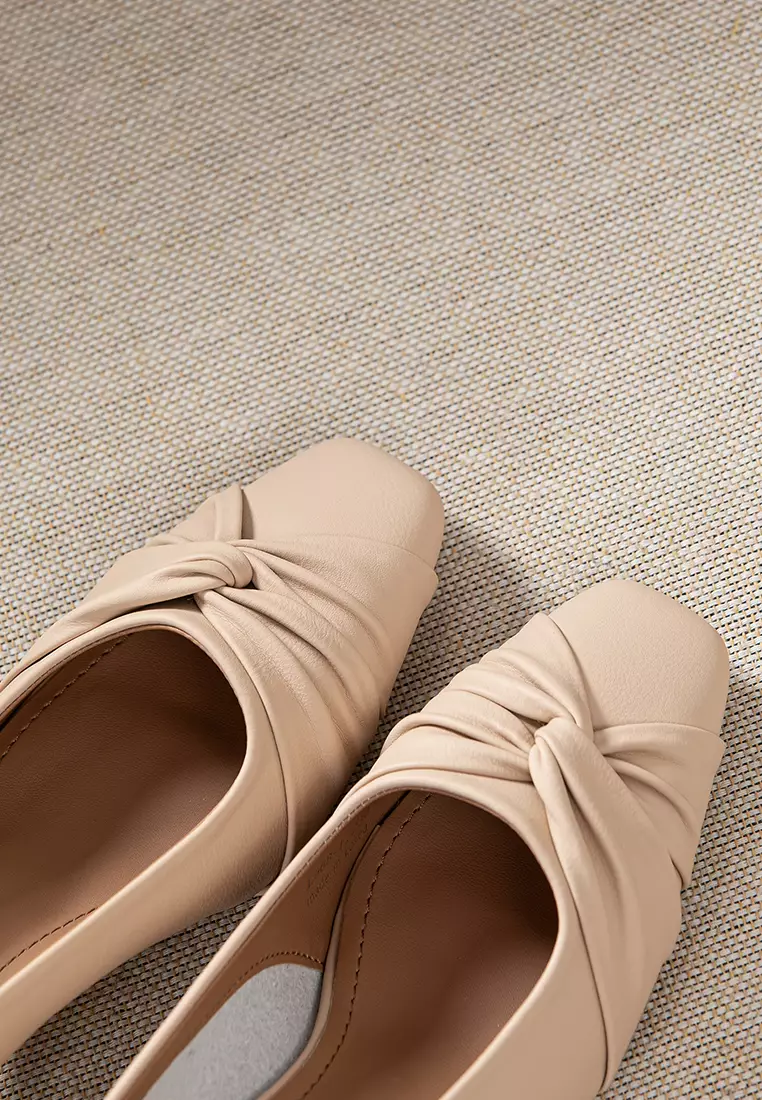 5.5CM Pleated Strap Microfiber Leather Pumps TH568-1