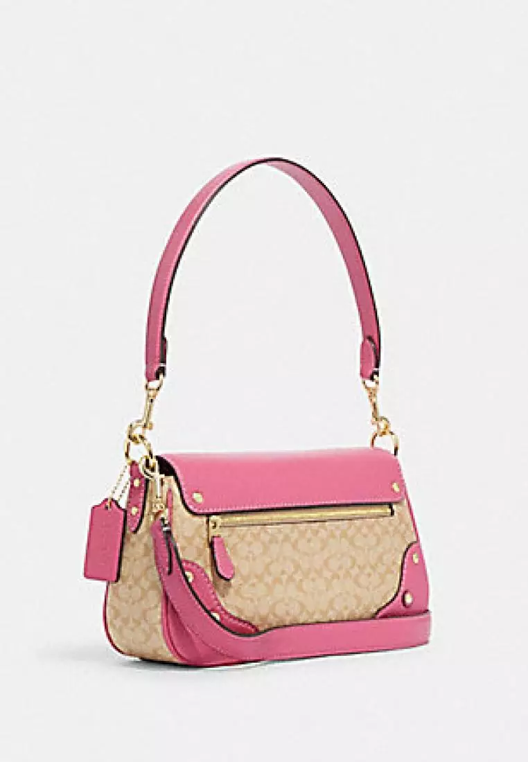 Coach Millie Shoulder Bag In Colorblock Signature Canvas Light Khaki Petunia