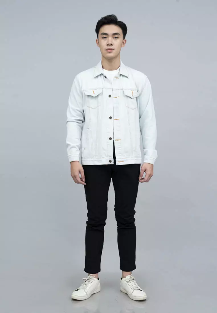 Jaket Jeans Pria Polos Tebal Dilan Jaket Biru Terang