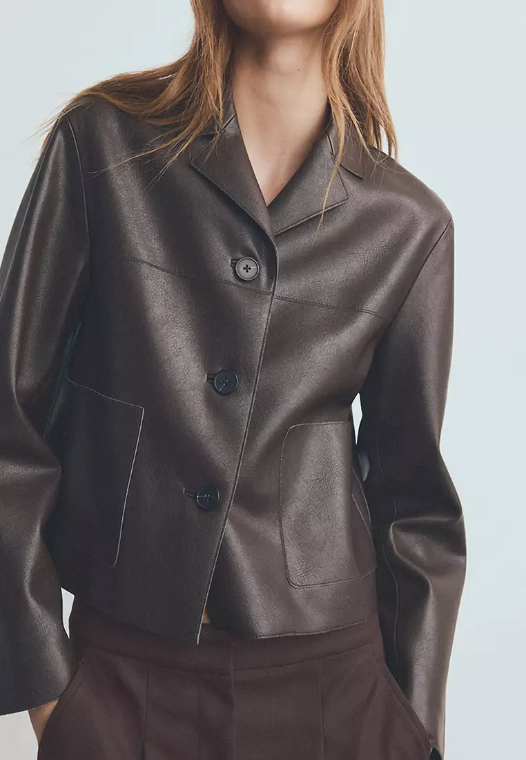 Faux-Leather Jacket With Pockets