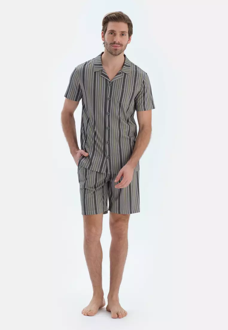 Dagi Pigiama Donna In Viscose A Righe Bianche - Camicia Top Con Dettagli Trasparenti, Autunno Inverno, Fatto In Turchia