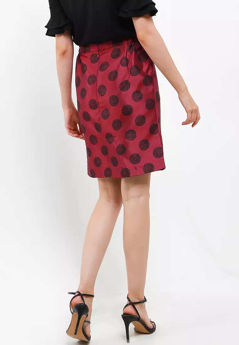 Chanira Tessa Midi Skirt-Red Black