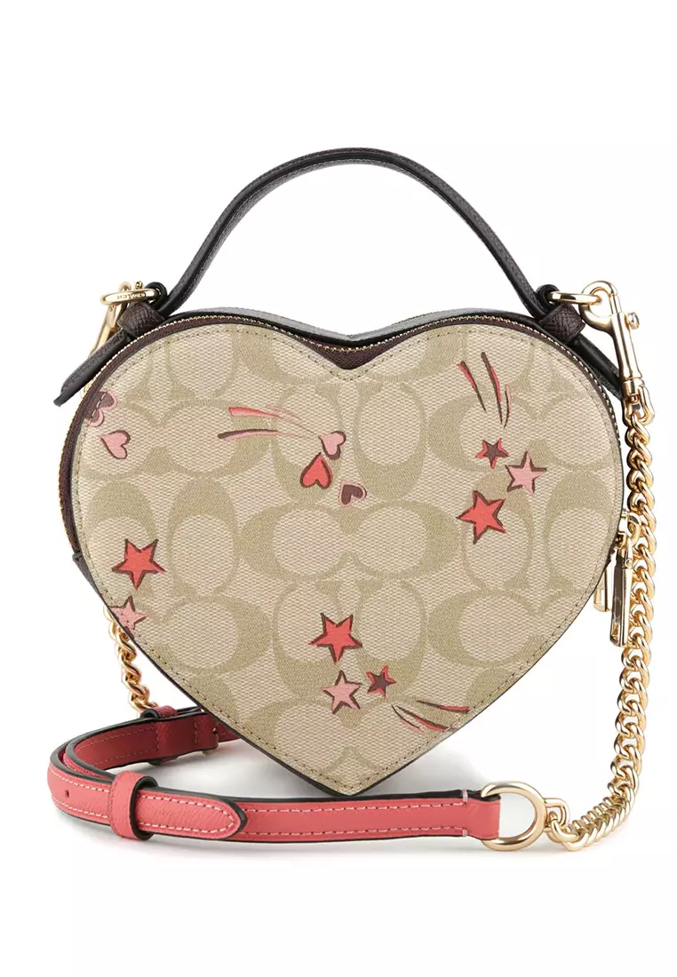 Heart Crossbody In Signature Canvas With Heart And Star Print