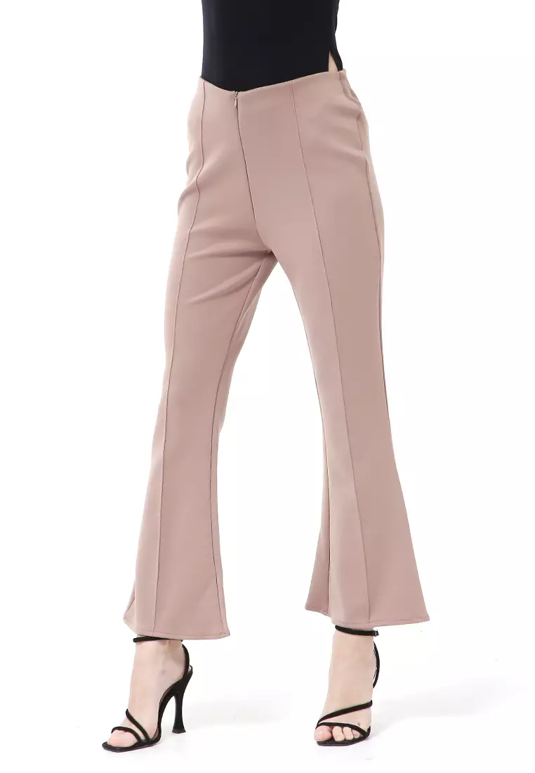 Stella Celana Kerja Wanita Long Pants Cutbray Simple Design Material Scuba ORIGINAL - Mocca