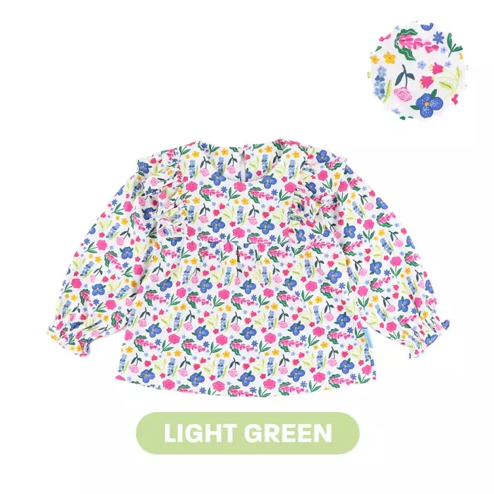 Mooi X Dinda Puspitasari Atasan Anak Perempuan Lola Top Ruffle - Light Green