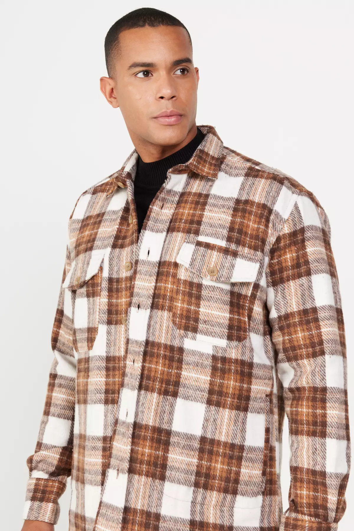Plaid Patterned Lumberjack Shirt Jacket