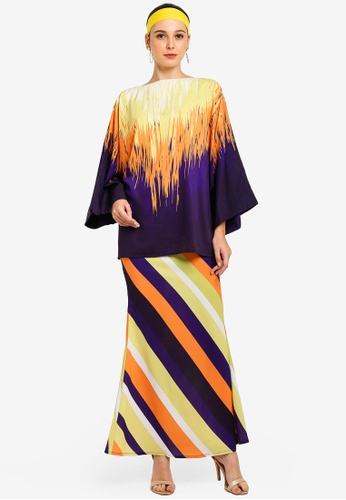 Rain Kimono Kurung With Striped Skirt from Tom Abang Saufi for ZALORA in Multi