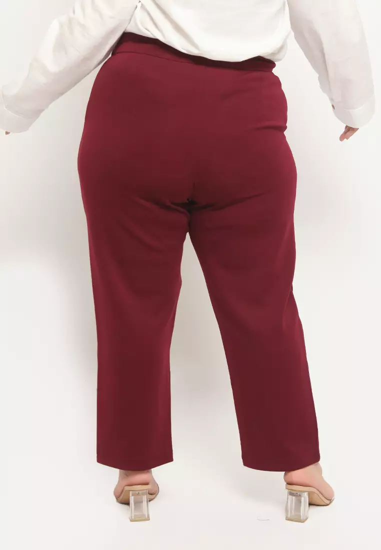 Plus Size Pants Regular Fit Anais Maroon