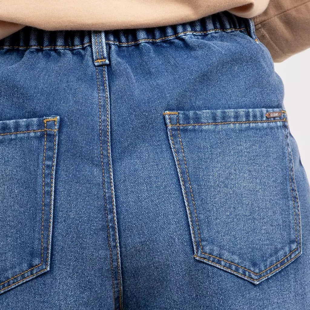 C2 Vextra Blue Straight Cut Jeans Roll Up Wanita - Celana Roll Up Jeans