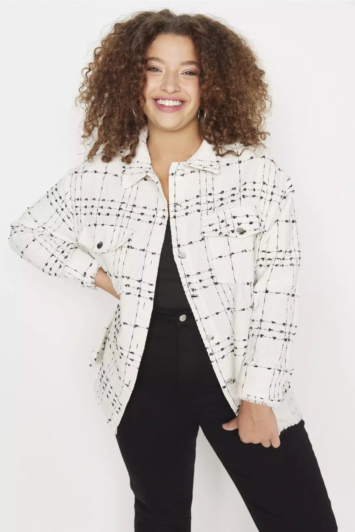 Plus Size Tweed Shirt