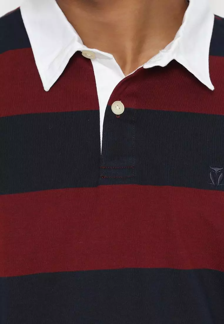 Matsuda Kaos Rugby Polo Shirt Pria Katun Lengan Pendek Noshiro