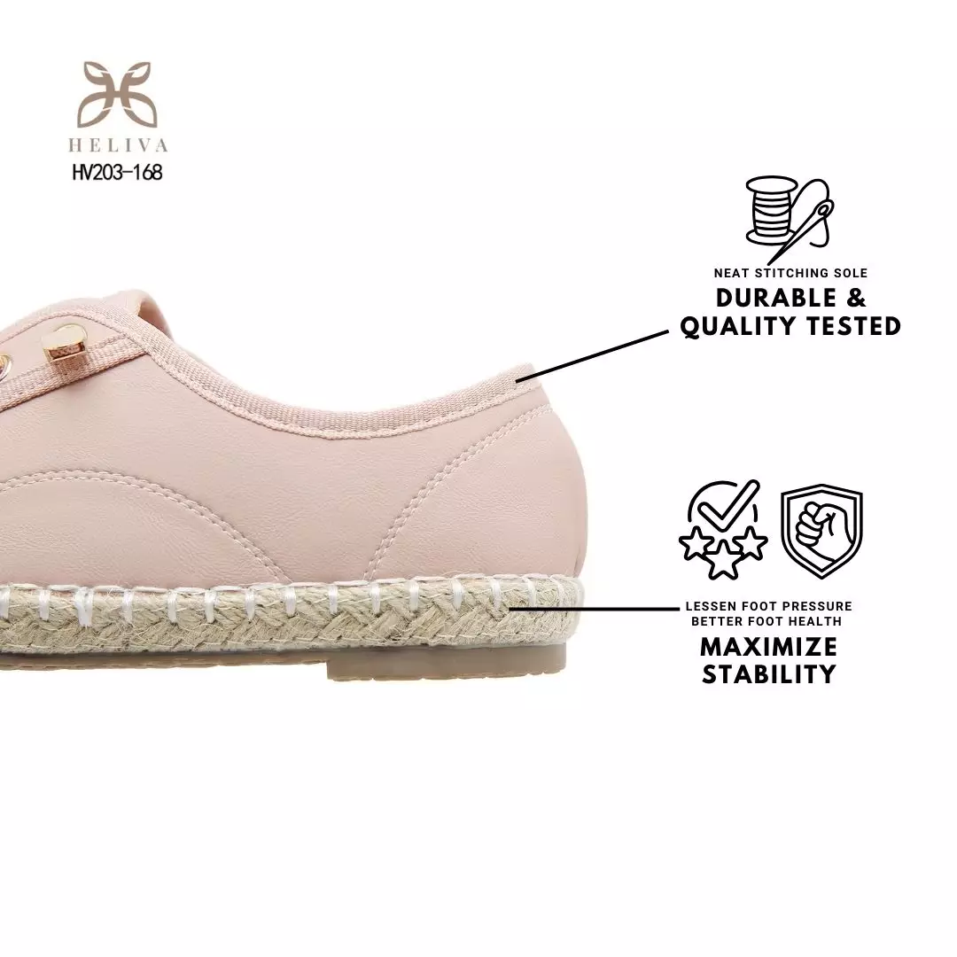 HELIVA MILEN Sneakers Casual Wanita Sol Anyaman Espadrille dan Dekorasi Gold Chain HV203-186