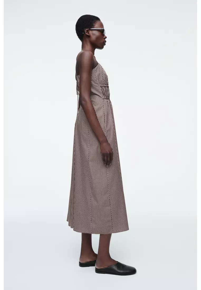 cos brown stripe dress HAZEL DRESS IN CIGAR/OPTIC STRIPE – Aston Studio