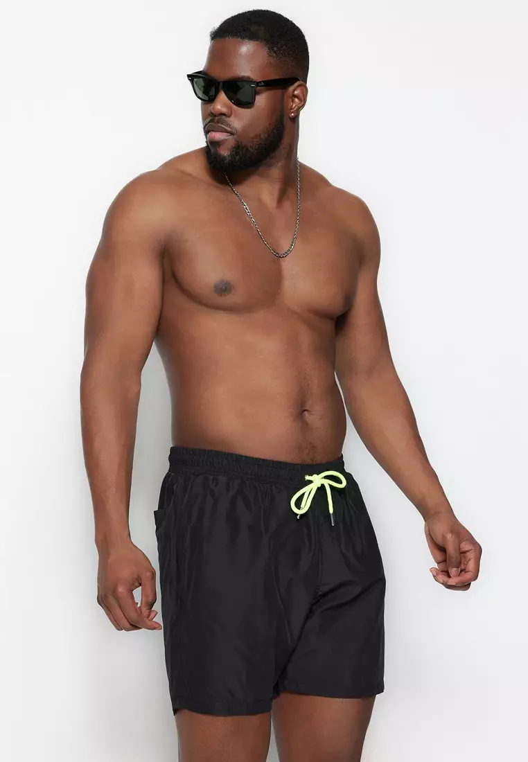 Black Plus Size Standard Fit Swimsuit Swim Shorts TMNSS24KD00000