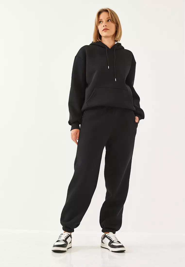 Women's Kangaroo Pocket Hooded Bottom-Top Set Mbhs014 60601014