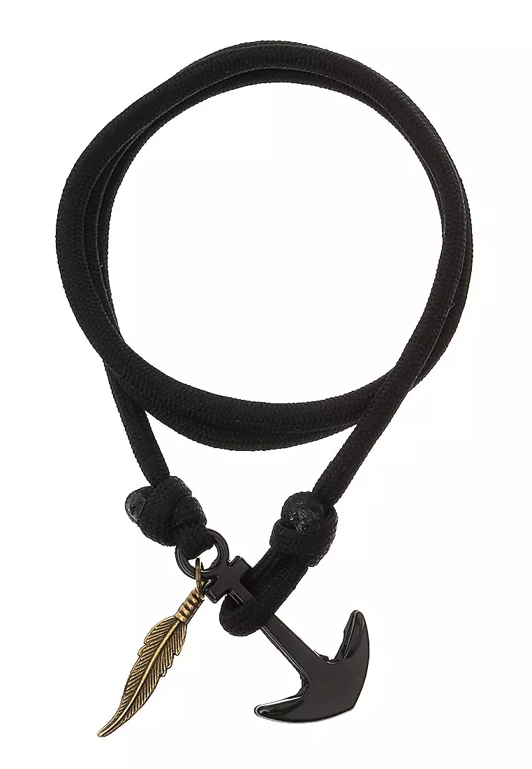 Omrish Bracelet Gelang Pria Jangkar One Set Material Paracord ORIGINAL - Black
