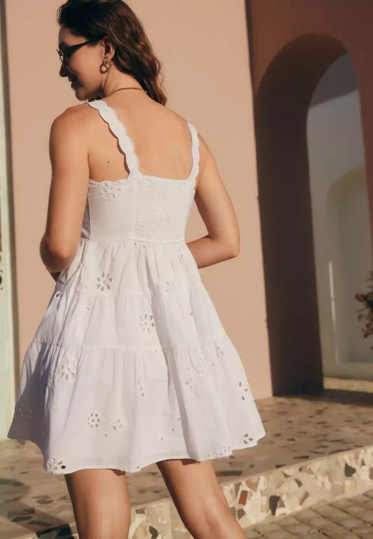 Buy NEXT Embroidered Tiered 100% Cotton Mini Dress 2025