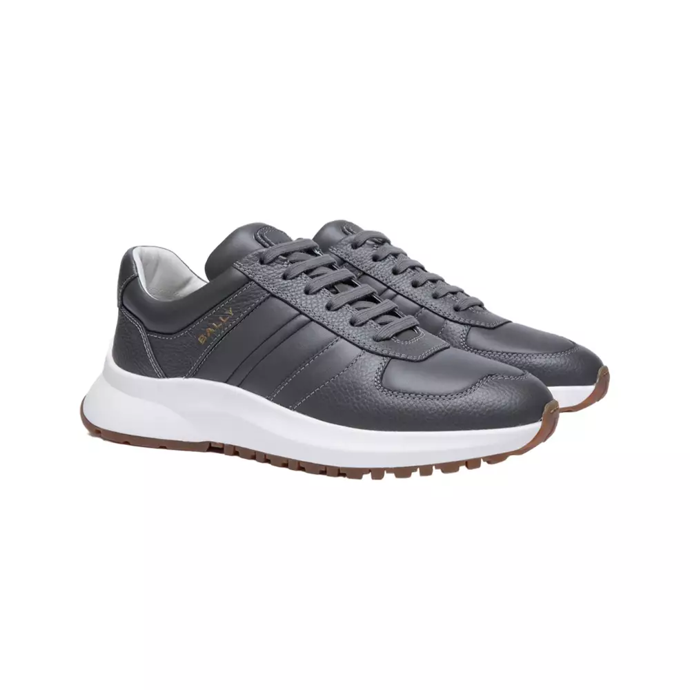 Jual BALLY Bally Darsyl Grained Leather Running Sneakers Grey White ...