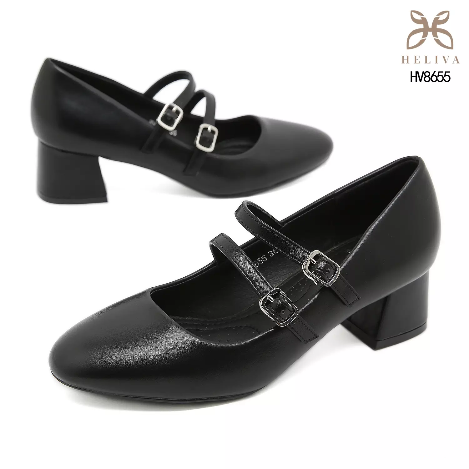  HELIVA ANVERA Mary Jane Heels Double Strap Sol 4.5cm HV8655  