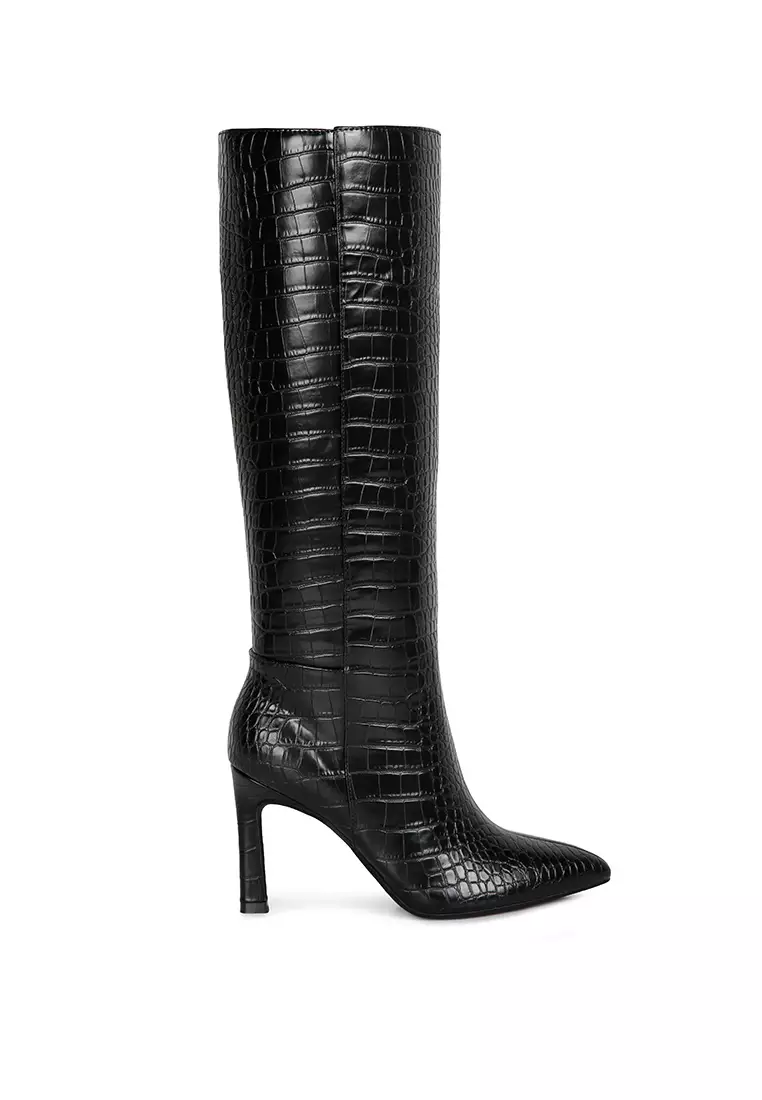 Black calf high outlet heel boots